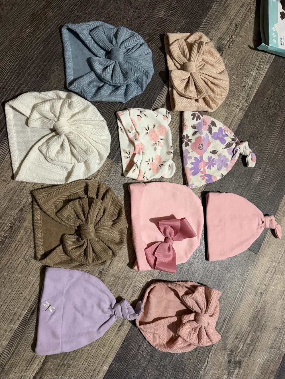 10-Piece Baby Girl Turban Bow Beanie Hat Bundle Newborn Pink Floral